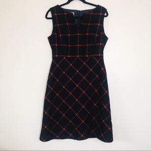 HOBBS LONDON Navy Blue Windowpane Dress